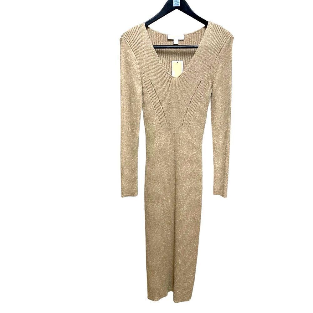 🌟NEW🌟Michael Kors🌟Elegant Gold Shimmery Knit Dress